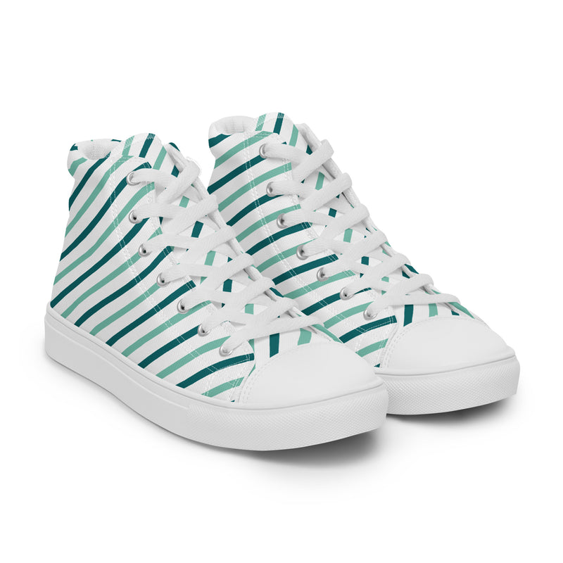 Green Stripe High Top #202 - Front View | HA!LO Canvas Sneakers