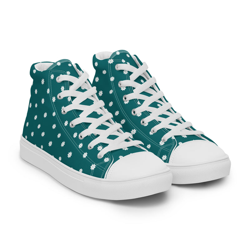 Teal Polka Dot High Top #204 - Front View | HA!LO Canvas Sneakers