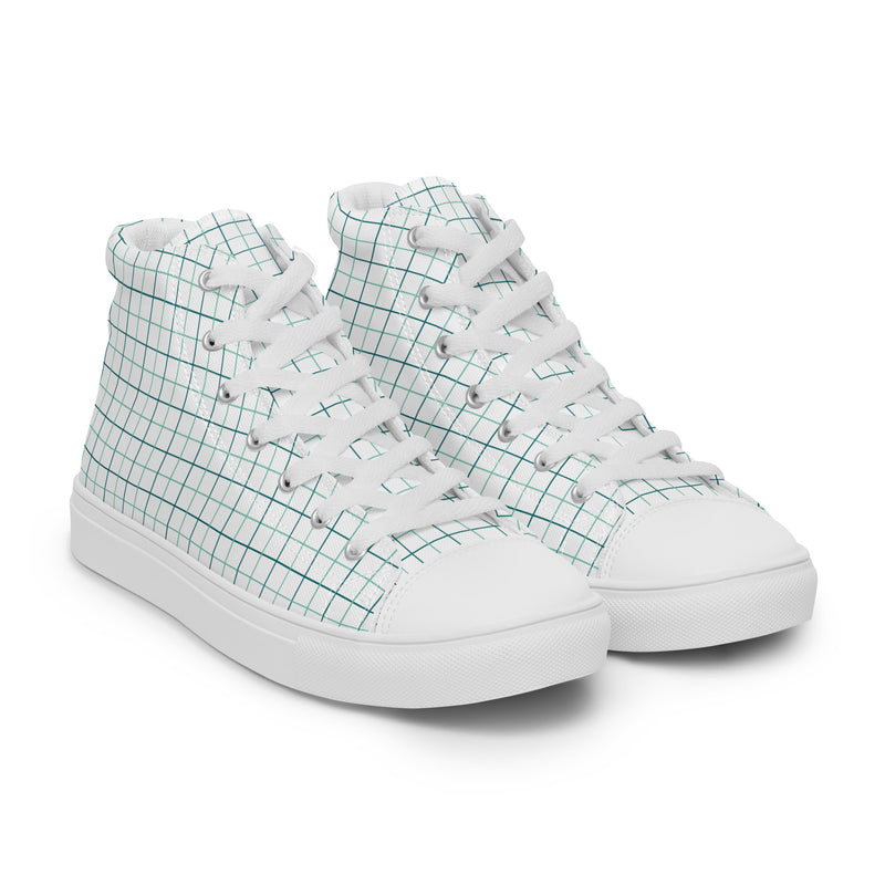 Mint Grid High Top #208 - Front View | HA!LO Canvas Sneakers