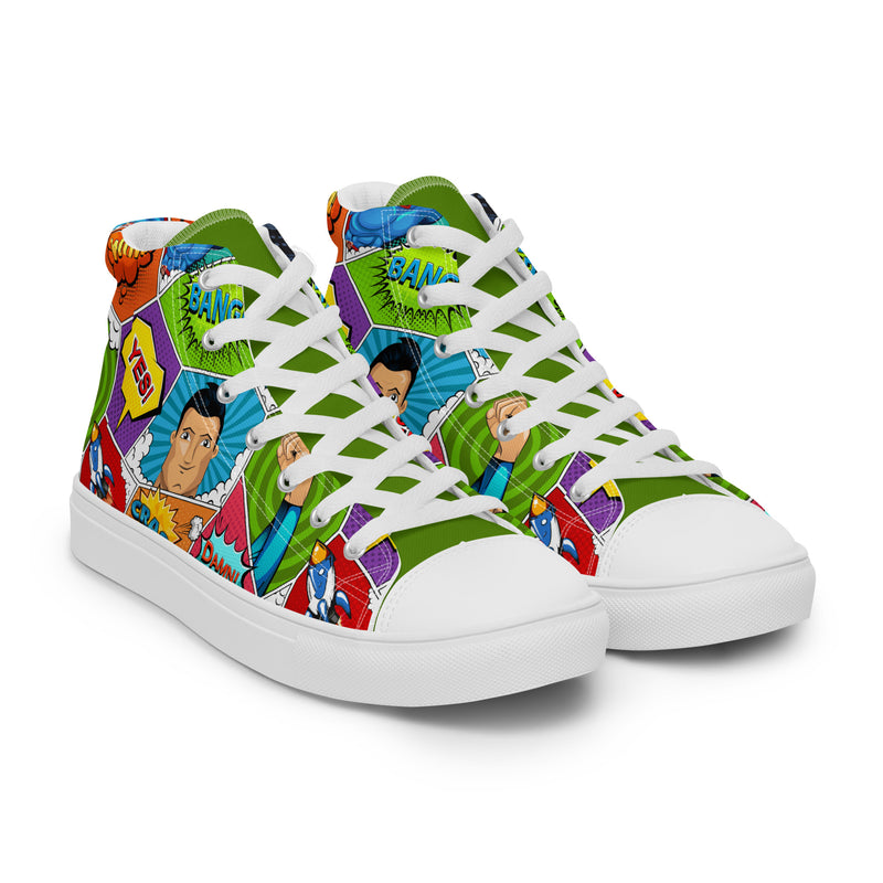 Pop Art Hero High Top #213 - Top Down View | HA!LO Canvas Sneakers