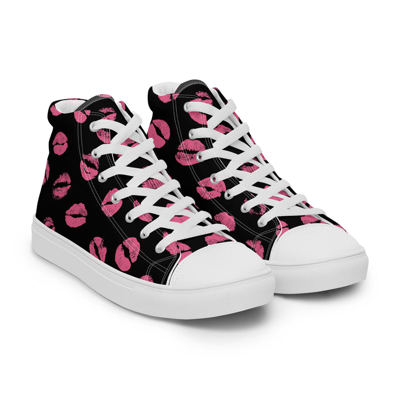 Lipstick Kiss High Top #262 - Front View | HA!LO Canvas Sneakers