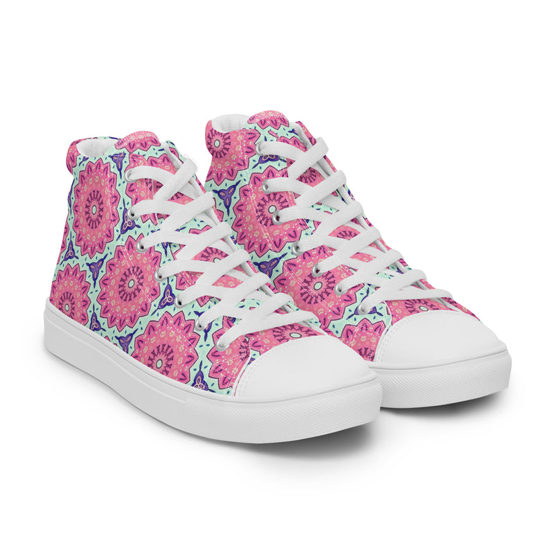 Pink Mandala High Top #250 - Front View | HA!LO Canvas Sneakers