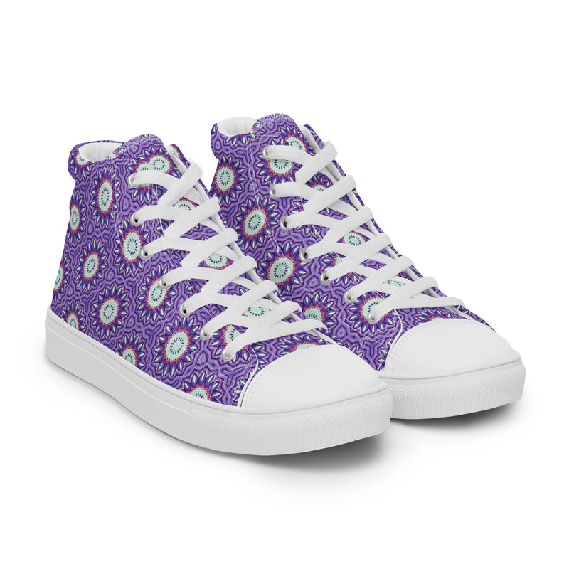 Purple Mandala High Top #251 - Front View | HA!LO Canvas Sneakers