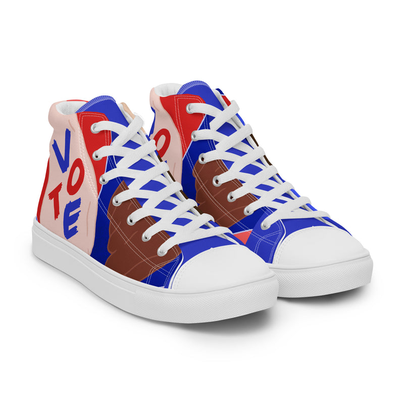 Vote Blue High Top #291 - Front View | HA!LO Canvas Sneakers