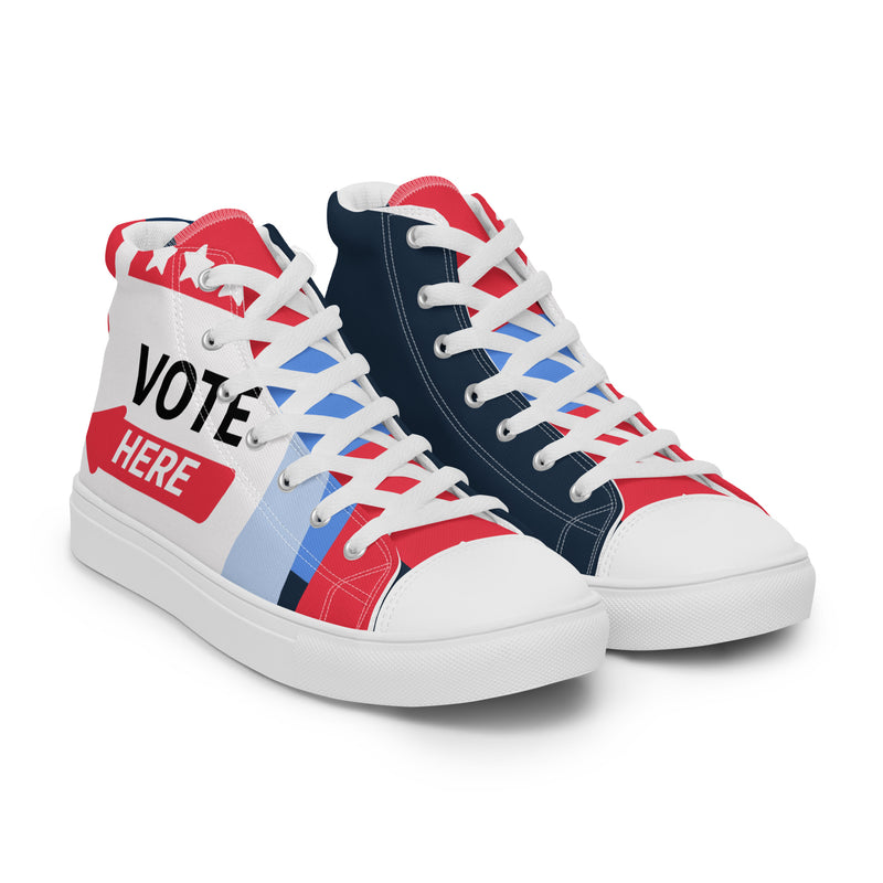 Vote Red High Top #296 - Front View | HA!LO Canvas Sneakers