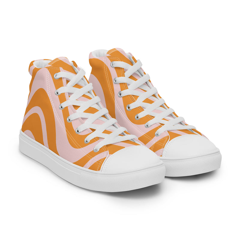 Orange Swirl High Top #302 - Front View | HA!LO Canvas Sneakers