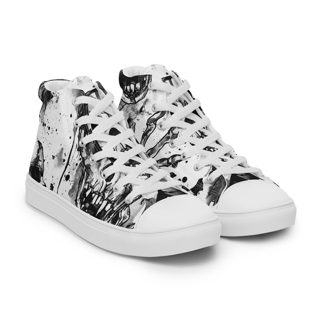 Women's Halloween Skull Splatter High Top Sneakers 340 - ShipSneakers.com