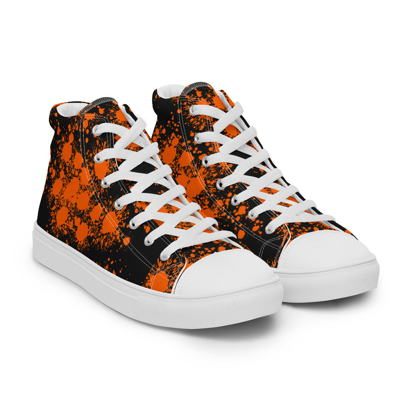 HA!LO Orange & Black Splatter #337 — Women’s Canvas High Top